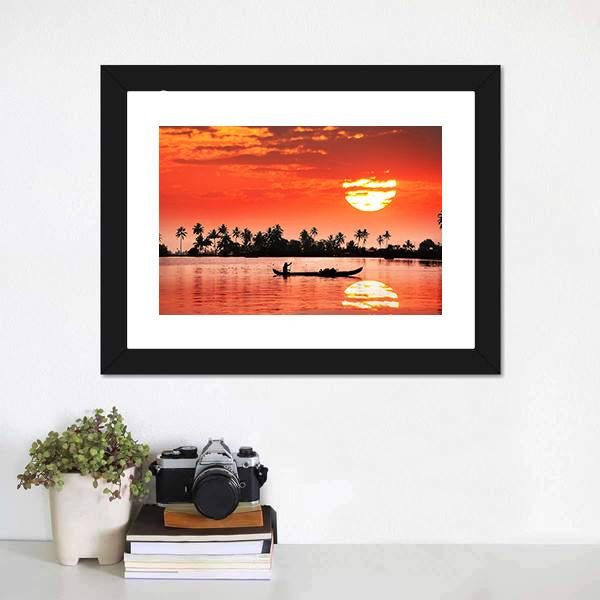 Boat &amp; Fisherman Canvas Wall Art-1 Piece-Framed Print-30" x 20"-Tiaracle