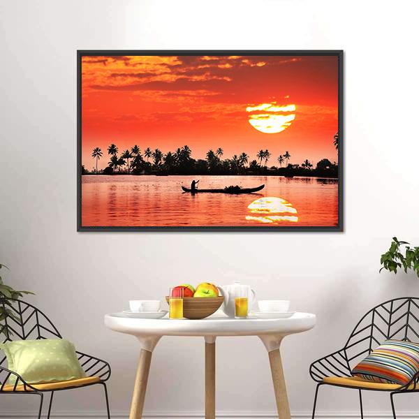 Boat & Fisherman Canvas Wall Art-5 Horizontal-Gallery Wrap-22" x 12"-Tiaracle