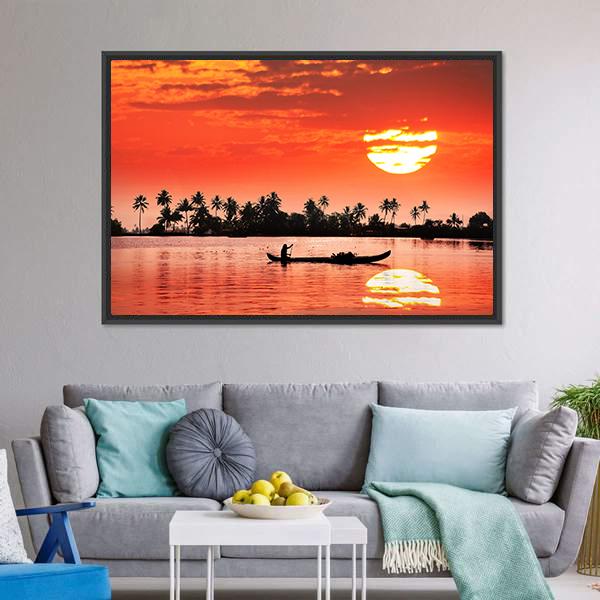 Boat & Fisherman Canvas Wall Art-5 Horizontal-Gallery Wrap-22" x 12"-Tiaracle