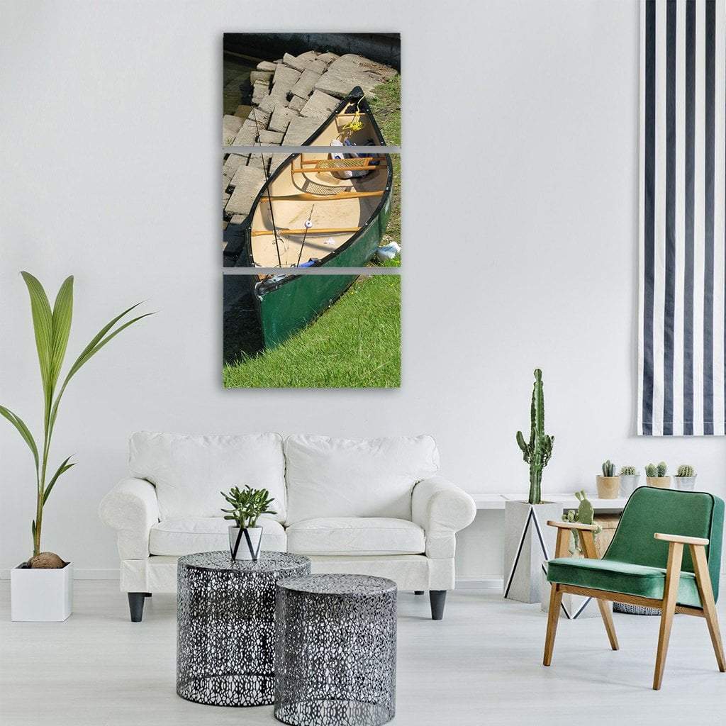 Boat For Fishing Vertical Canvas Wall Art-3 Vertical-Gallery Wrap-12" x 25"-Tiaracle