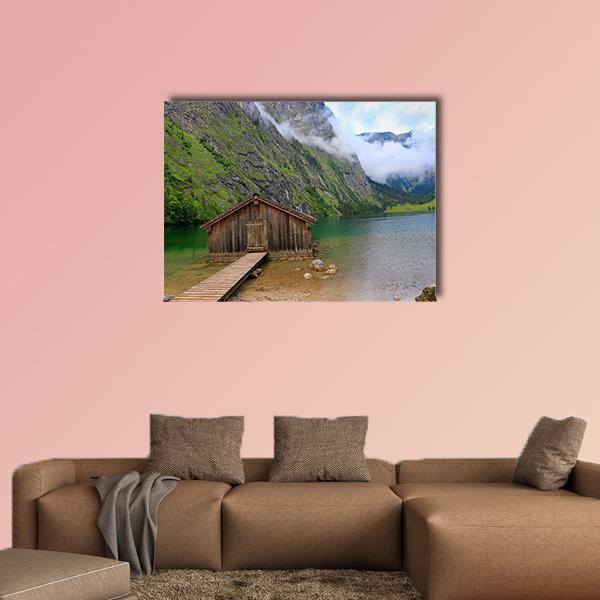House At Obersee Lake Canvas Wall Art-1 Piece-Gallery Wrap-48" x 32"-Tiaracle