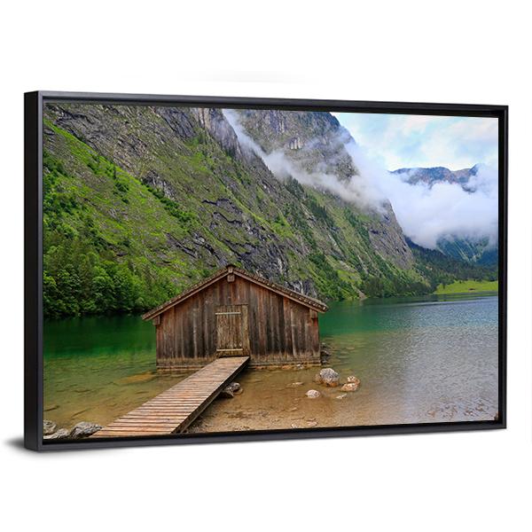 House At Obersee Lake Canvas Wall Art-3 Horizontal-Gallery Wrap-25" x 16"-Tiaracle