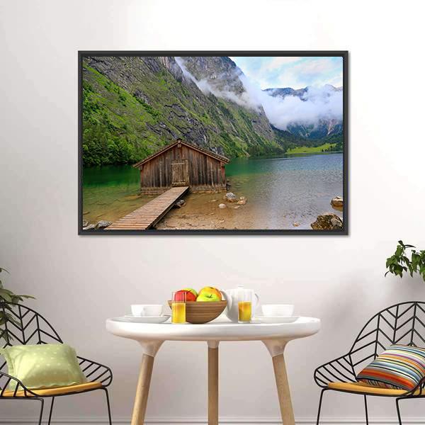 House At Obersee Lake Canvas Wall Art-3 Horizontal-Gallery Wrap-25" x 16"-Tiaracle