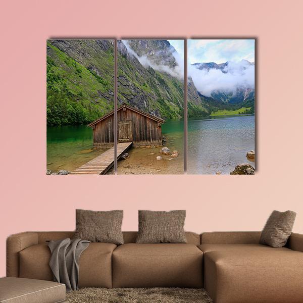 House At Obersee Lake Canvas Wall Art-3 Horizontal-Gallery Wrap-25" x 16"-Tiaracle