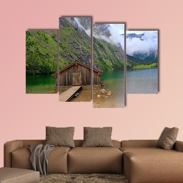House At Obersee Lake Canvas Wall Art-4 Pop-Gallery Wrap-50" x 32"-Tiaracle