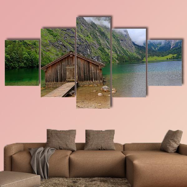 House At Obersee Lake Canvas Wall Art-5 Star-Gallery Wrap-62" x 32"-Tiaracle
