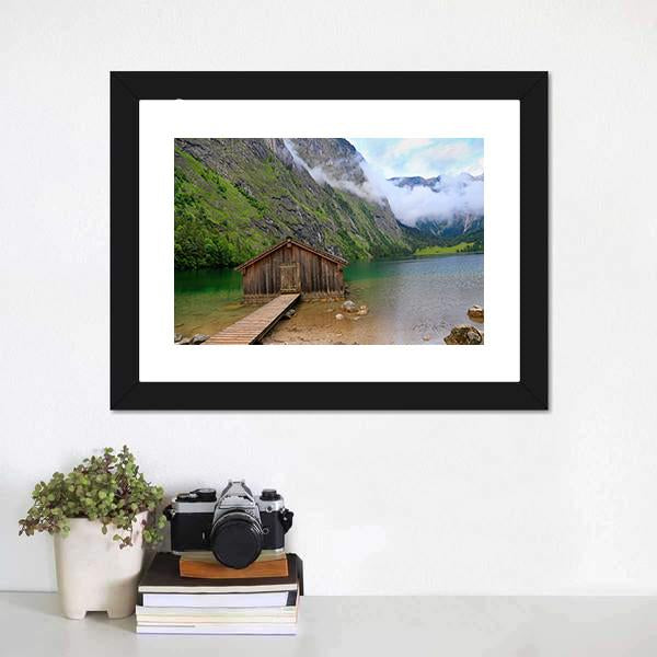 House At Obersee Lake Canvas Wall Art-1 Piece-Framed Print-20" x 16"-Tiaracle