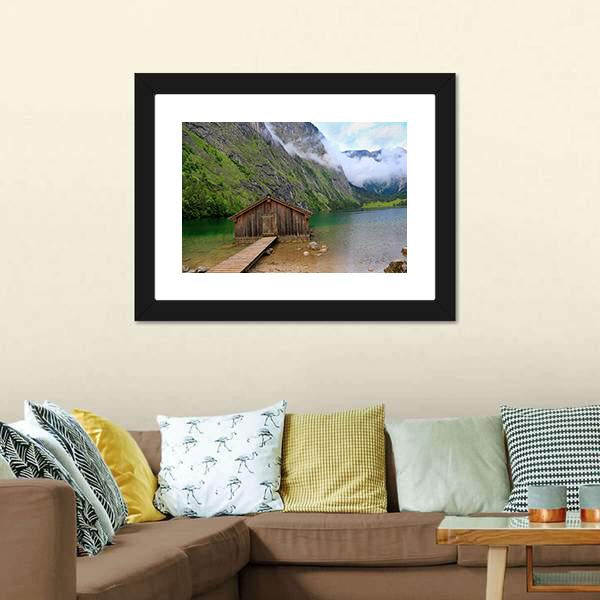 House At Obersee Lake Canvas Wall Art-3 Horizontal-Gallery Wrap-25" x 16"-Tiaracle