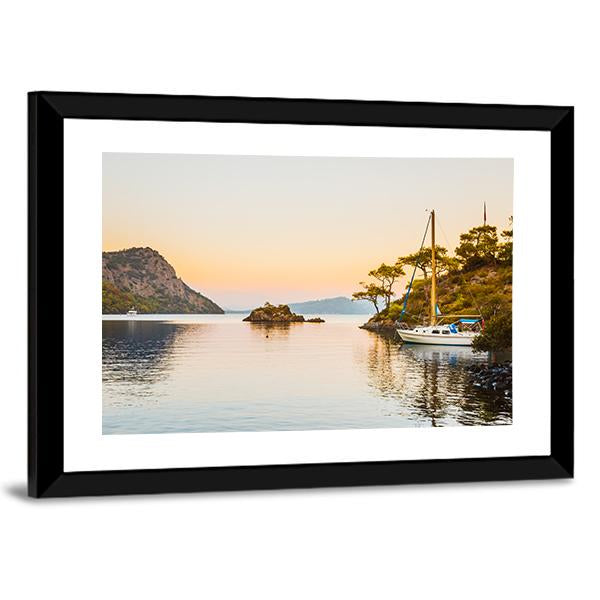 Boat In Aegean Sea Canvas Wall Art-3 Horizontal-Gallery Wrap-25" x 16"-Tiaracle