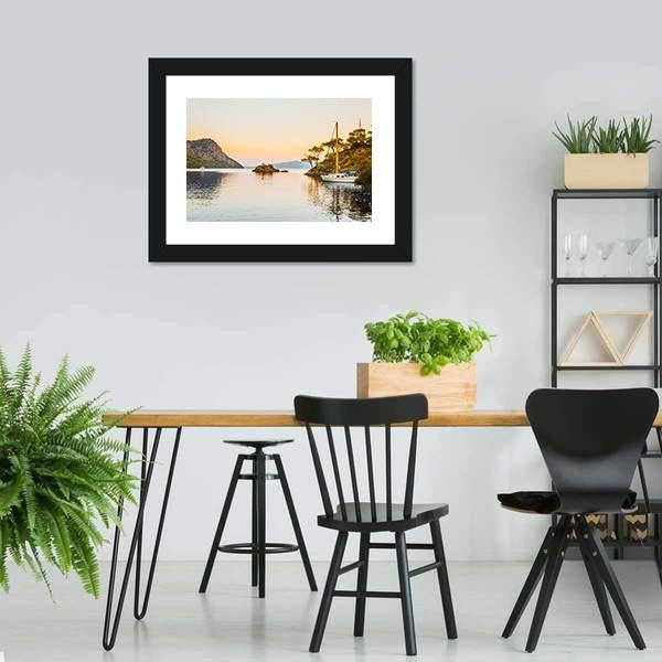 Boat In Aegean Sea Canvas Wall Art-3 Horizontal-Gallery Wrap-25" x 16"-Tiaracle