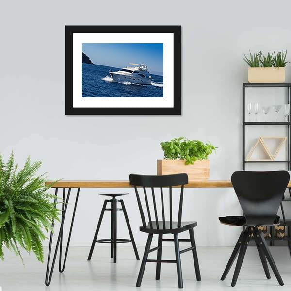 Boat In Deep Blue Water Canvas Wall Art-3 Horizontal-Gallery Wrap-25" x 16"-Tiaracle