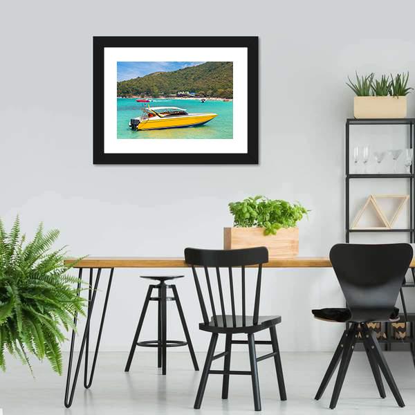 Boat In Koh Lan Island Canvas Wall Art-3 Horizontal-Gallery Wrap-25" x 16"-Tiaracle
