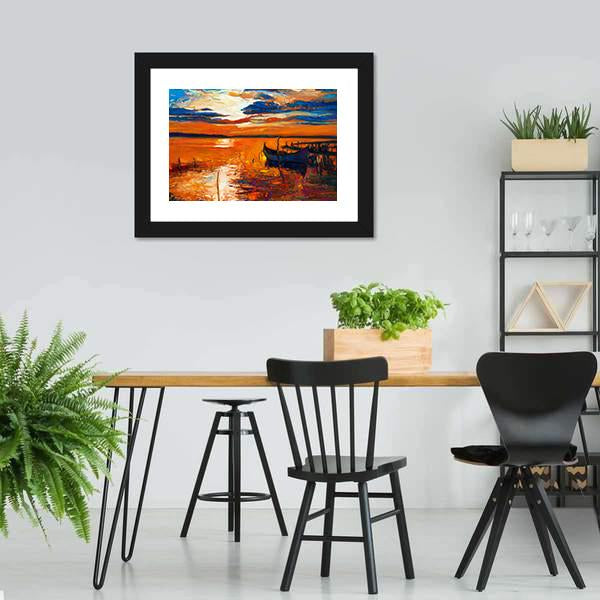 Boat In Ocean Canvas Wall Art-5 Horizontal-Gallery Wrap-22" x 12"-Tiaracle