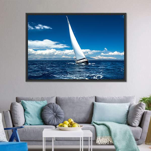 Yachting on the Boat Print on Canvas Floating Frame 