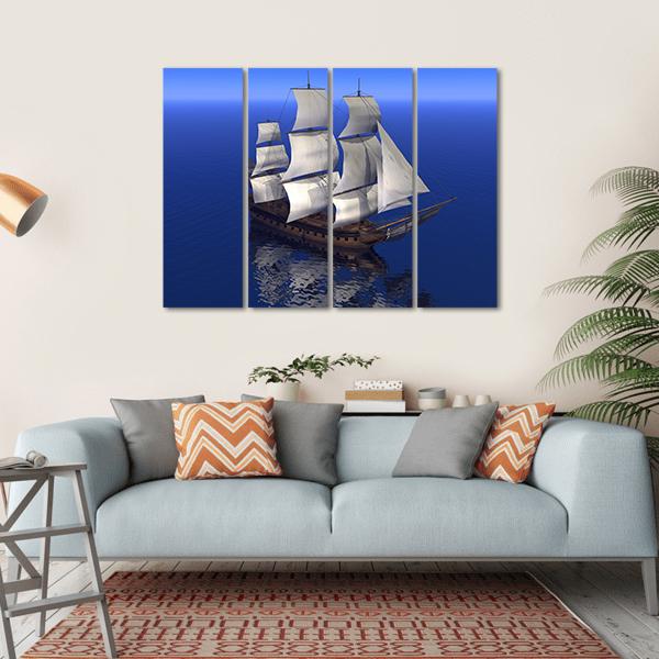 Boat Merchant In Ocean Canvas Wall Art-4 Horizontal-Gallery Wrap-34" x 24"-Tiaracle