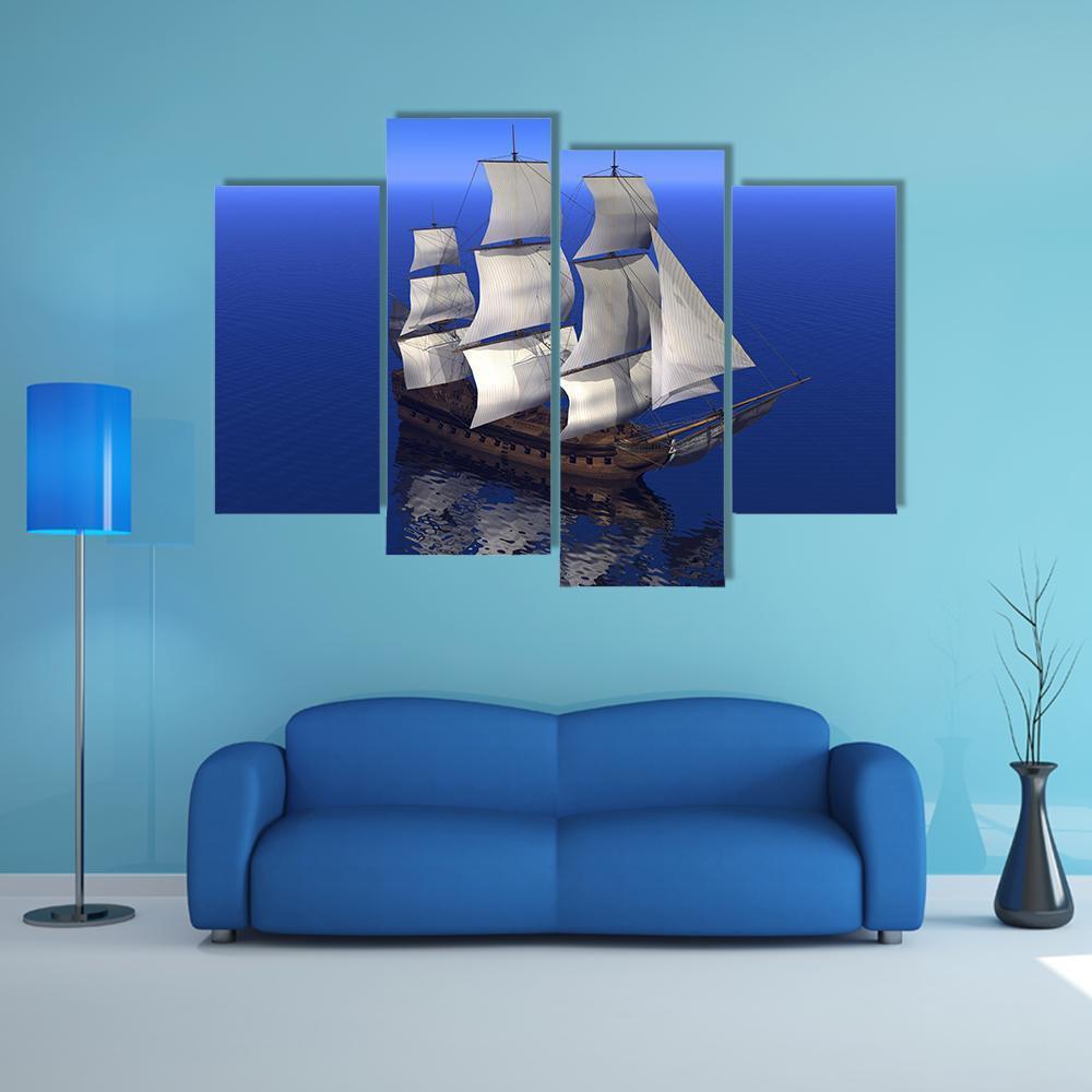 Boat Merchant In Ocean Canvas Wall Art-4 Pop-Gallery Wrap-50" x 32"-Tiaracle