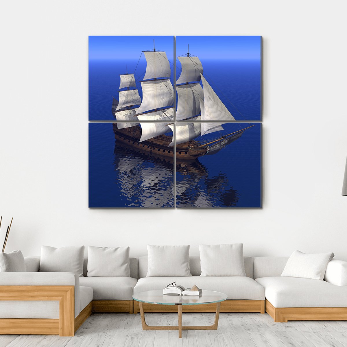 Boat Merchant In Ocean Canvas Wall Art-4 Square-Gallery Wrap-17" x 17"-Tiaracle