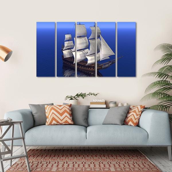 Boat Merchant In Ocean Canvas Wall Art-5 Horizontal-Gallery Wrap-22" x 12"-Tiaracle