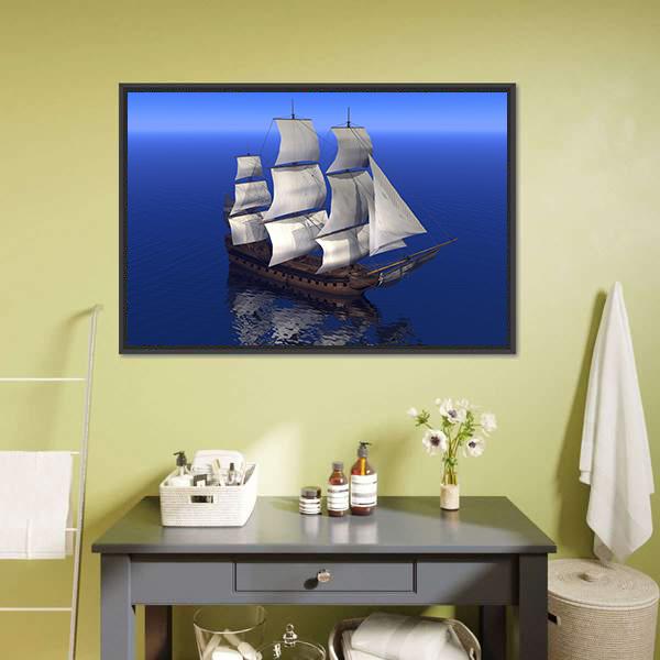 Boat Merchant In Ocean Canvas Wall Art-3 Horizontal-Gallery Wrap-25" x 16"-Tiaracle