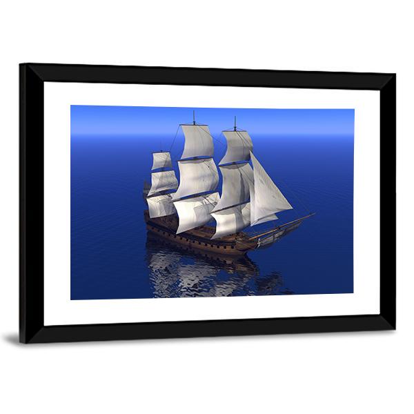 Boat Merchant In Ocean Canvas Wall Art-3 Horizontal-Gallery Wrap-25" x 16"-Tiaracle