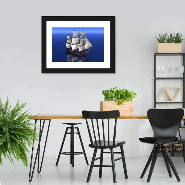 Boat Merchant In Ocean Canvas Wall Art-5 Horizontal-Gallery Wrap-22" x 12"-Tiaracle
