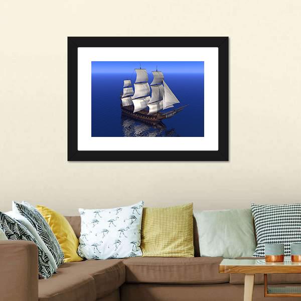 Boat Merchant In Ocean Canvas Wall Art-5 Horizontal-Gallery Wrap-22" x 12"-Tiaracle