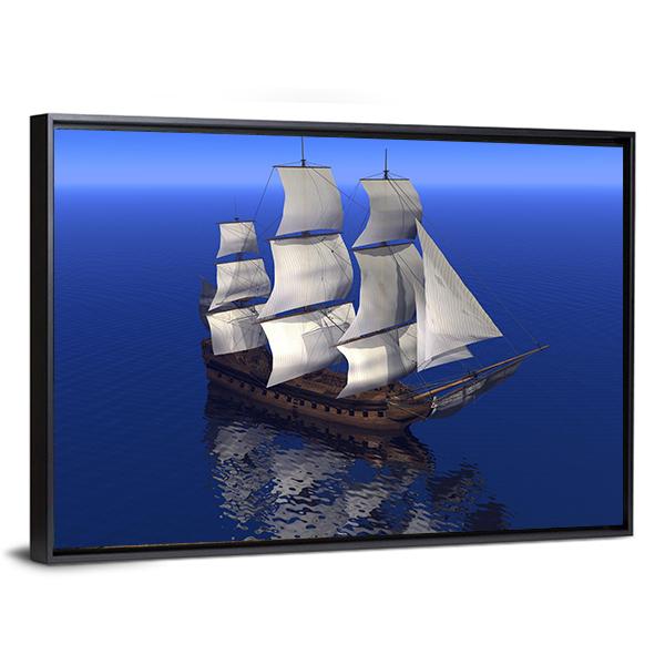 Boat Merchant In Ocean Canvas Wall Art-5 Horizontal-Gallery Wrap-22" x 12"-Tiaracle