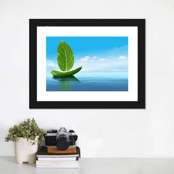 Boat Of Leaves Canvas Wall Art-1 Piece-Framed Print-20" x 16"-Tiaracle