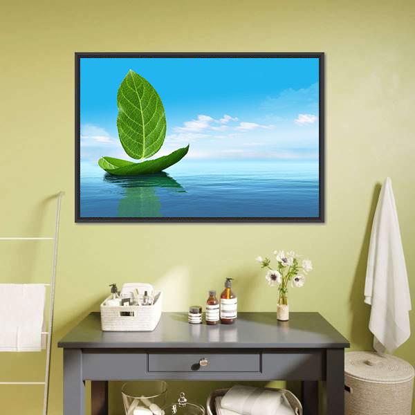 Boat Of Leaves Canvas Wall Art-5 Horizontal-Gallery Wrap-22" x 12"-Tiaracle