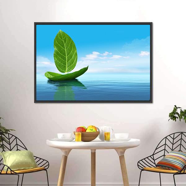 Boat Of Leaves Canvas Wall Art-5 Horizontal-Gallery Wrap-22" x 12"-Tiaracle