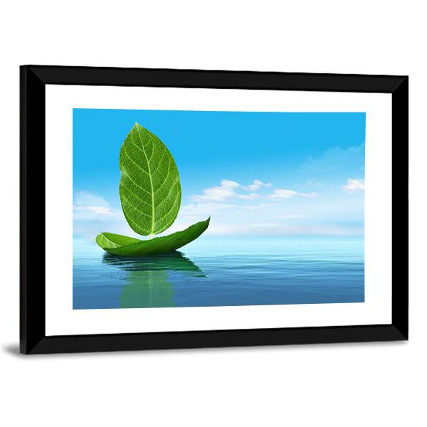 Boat Of Leaves Canvas Wall Art-5 Horizontal-Gallery Wrap-22" x 12"-Tiaracle
