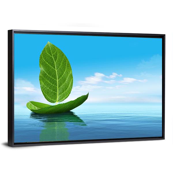 Boat Of Leaves Canvas Wall Art-5 Horizontal-Gallery Wrap-22" x 12"-Tiaracle