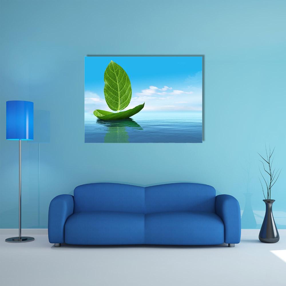 Boat Of Leaves Canvas Wall Art-1 Piece-Gallery Wrap-48" x 32"-Tiaracle
