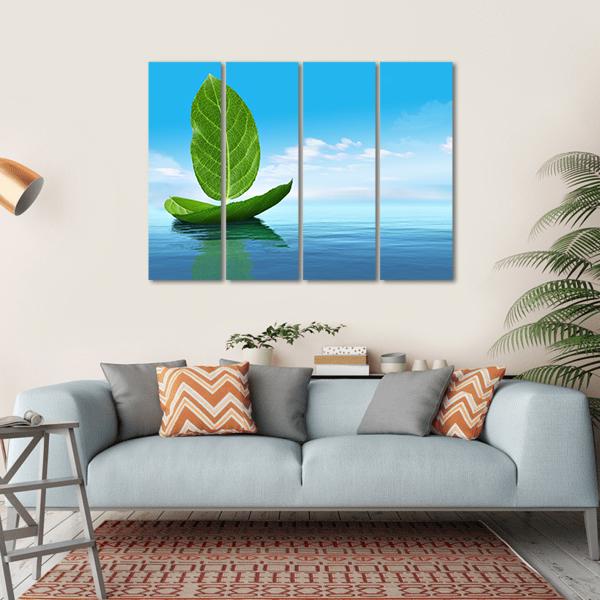 Boat Of Leaves Canvas Wall Art-4 Horizontal-Gallery Wrap-34" x 24"-Tiaracle