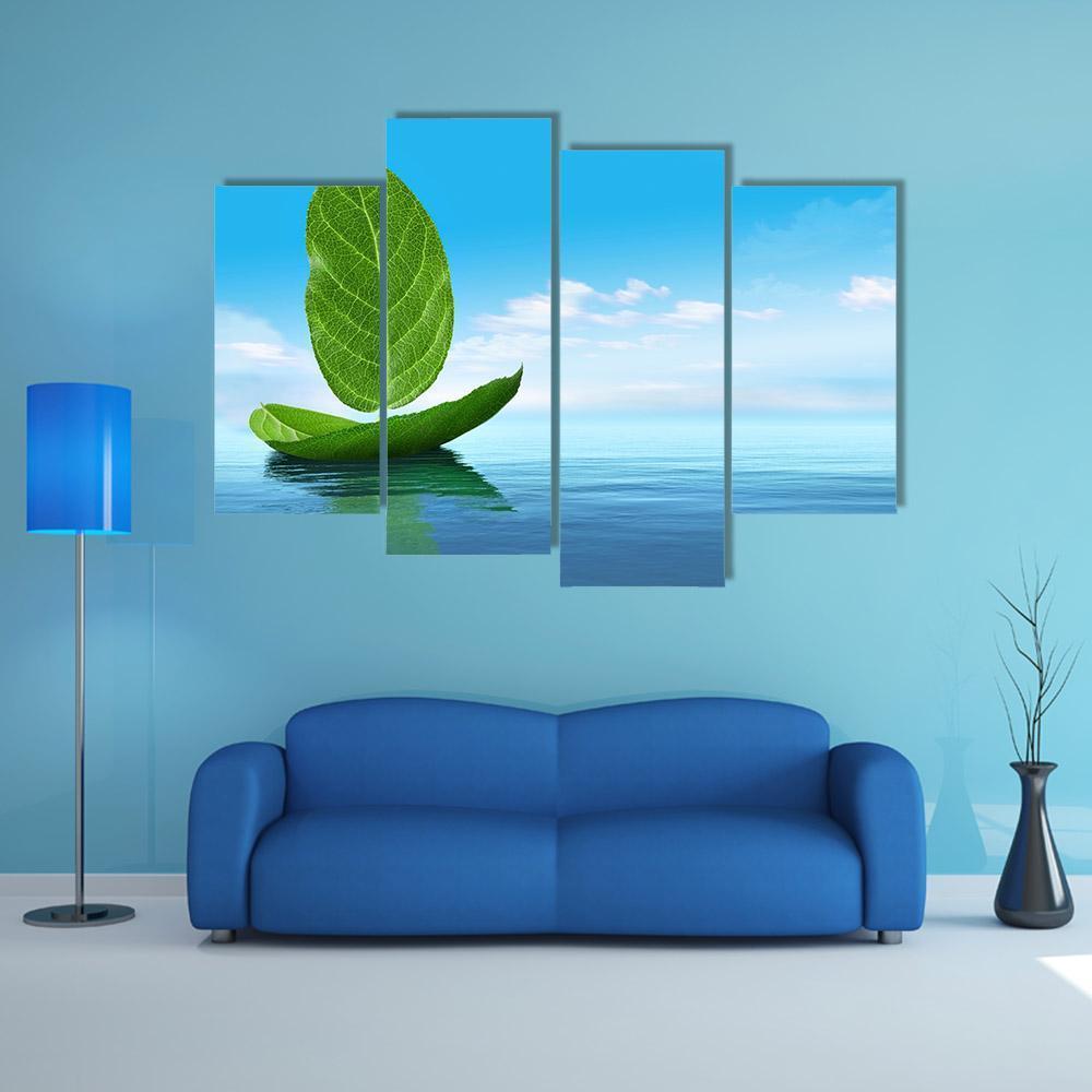 Boat Of Leaves Canvas Wall Art-4 Pop-Gallery Wrap-50" x 32"-Tiaracle