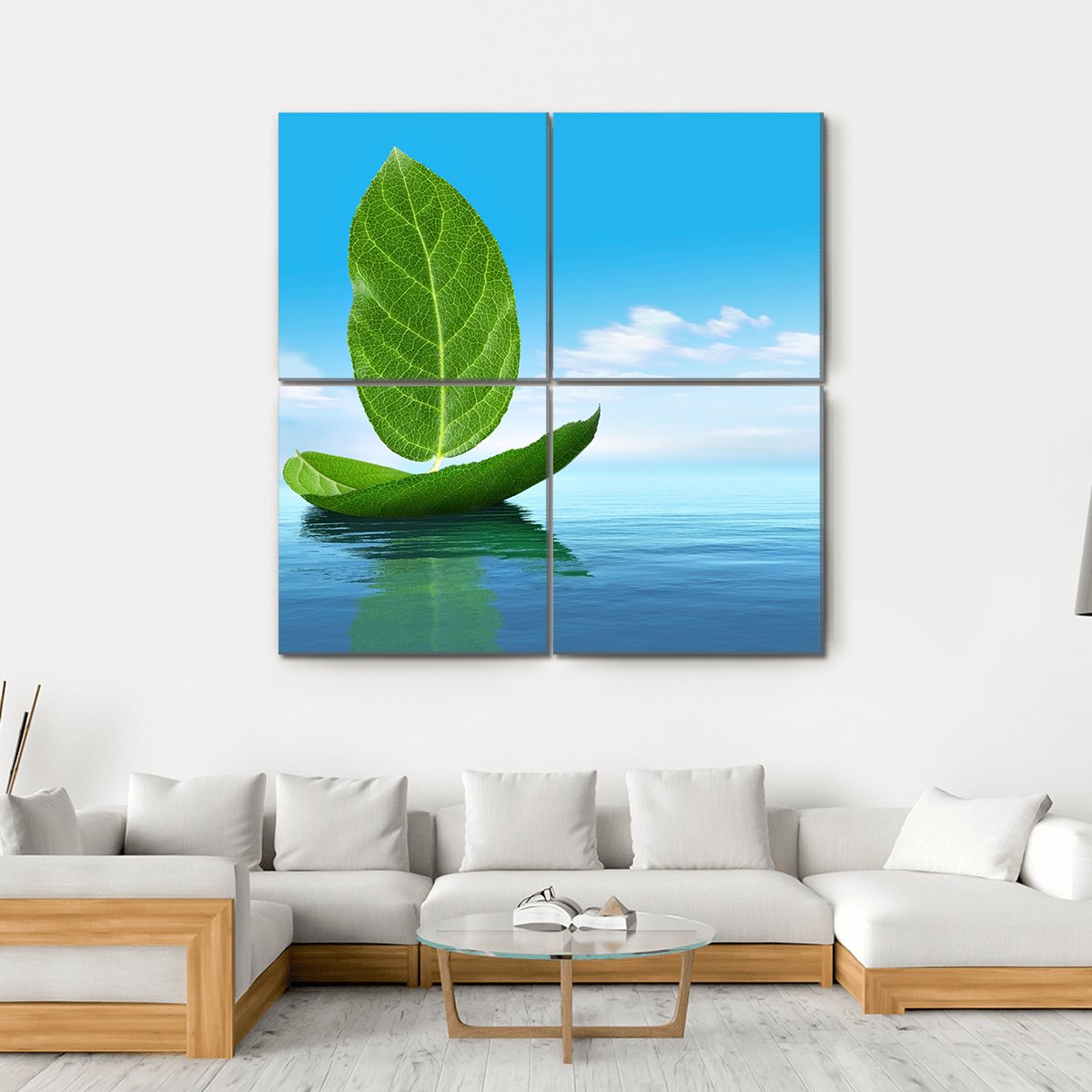 Boat Of Leaves Canvas Wall Art-4 Square-Gallery Wrap-17" x 17"-Tiaracle