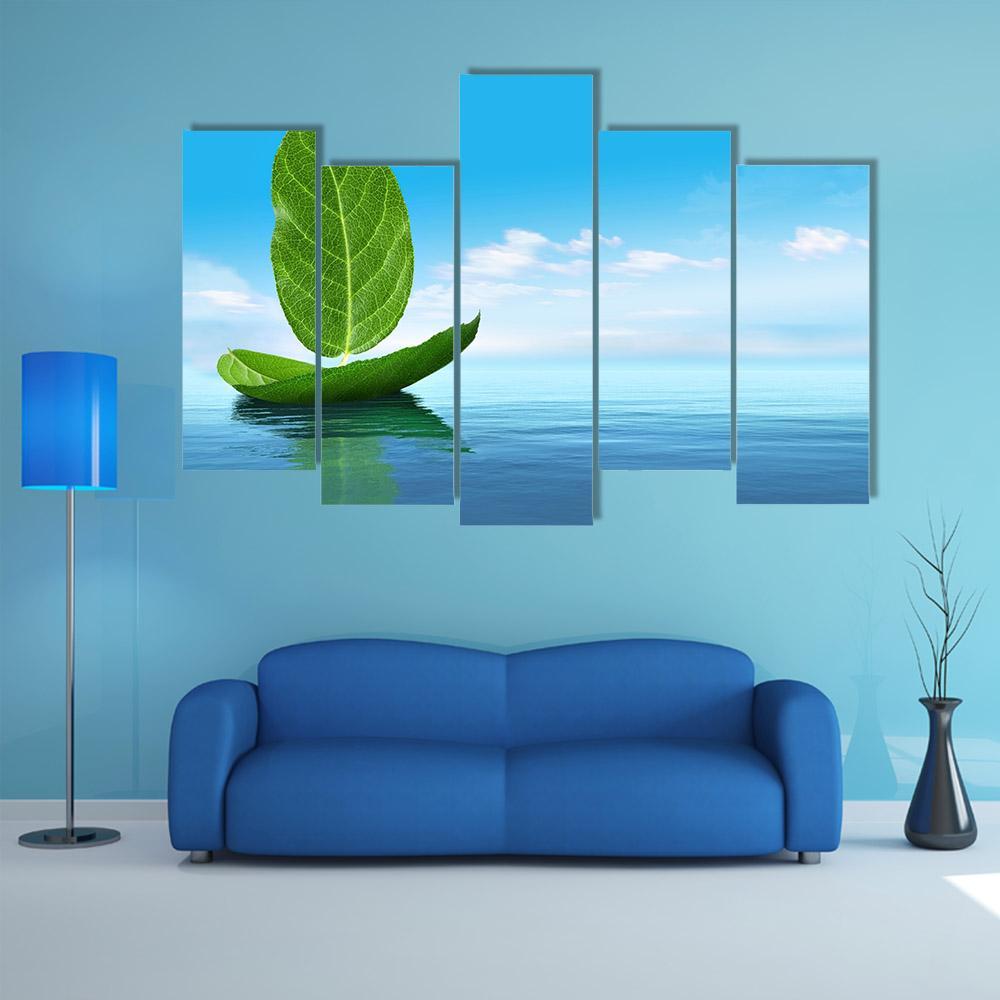 Boat Of Leaves Canvas Wall Art-1 Piece-Gallery Wrap-48" x 32"-Tiaracle