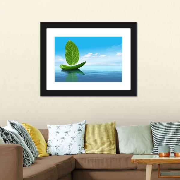 Boat Of Leaves Canvas Wall Art-3 Horizontal-Gallery Wrap-25" x 16"-Tiaracle
