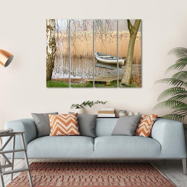 Boat On Lake Denmark Canvas Wall Art-4 Horizontal-Gallery Wrap-34" x 24"-Tiaracle