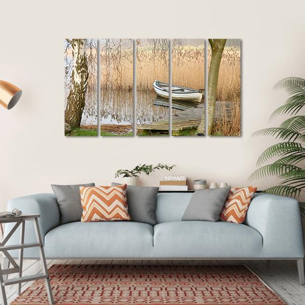 Boat On Lake Denmark Canvas Wall Art-5 Horizontal-Gallery Wrap-22" x 12"-Tiaracle