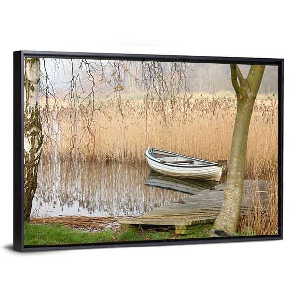 Boat On Lake Denmark Canvas Wall Art-3 Horizontal-Gallery Wrap-25" x 16"-Tiaracle