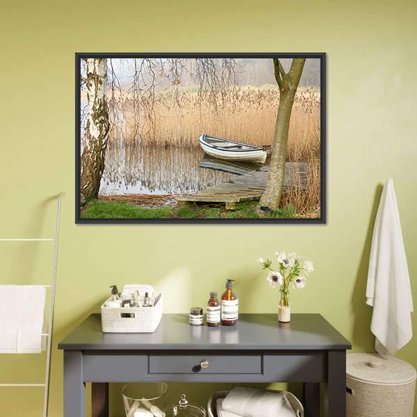 Boat On Lake Denmark Canvas Wall Art-3 Horizontal-Gallery Wrap-25" x 16"-Tiaracle