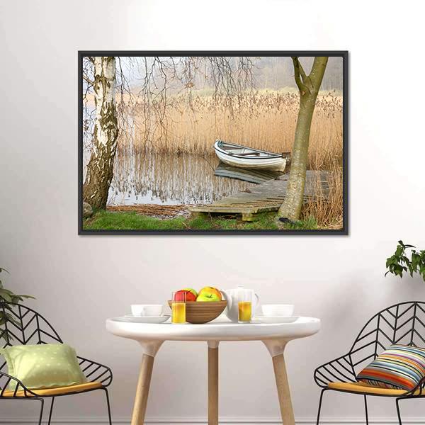 Boat On Lake Denmark Canvas Wall Art-3 Horizontal-Gallery Wrap-25" x 16"-Tiaracle