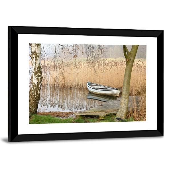 Boat On Lake Denmark Canvas Wall Art-3 Horizontal-Gallery Wrap-25" x 16"-Tiaracle