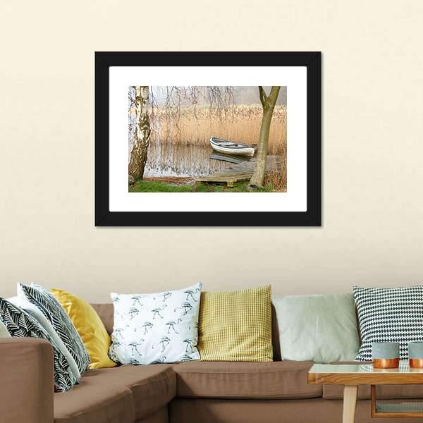 Boat On Lake Denmark Canvas Wall Art-3 Horizontal-Gallery Wrap-25" x 16"-Tiaracle