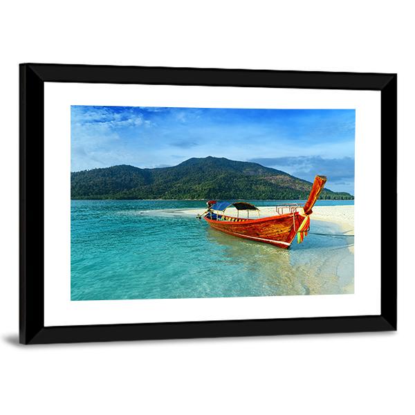 Boat On Lipe Island Canvas Wall Art-5 Horizontal-Gallery Wrap-22" x 12"-Tiaracle