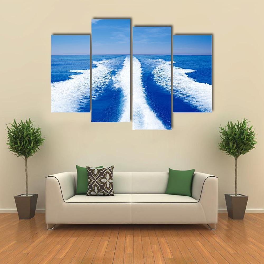Boat Wake Prop Wash Canvas Wall Art-4 Pop-Gallery Wrap-50" x 32"-Tiaracle