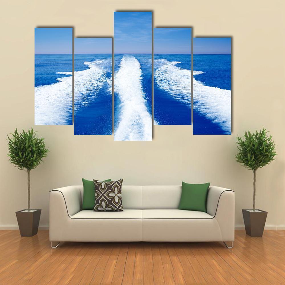 Boat Wake Prop Wash Canvas Wall Art-5 Pop-Gallery Wrap-47" x 32"-Tiaracle