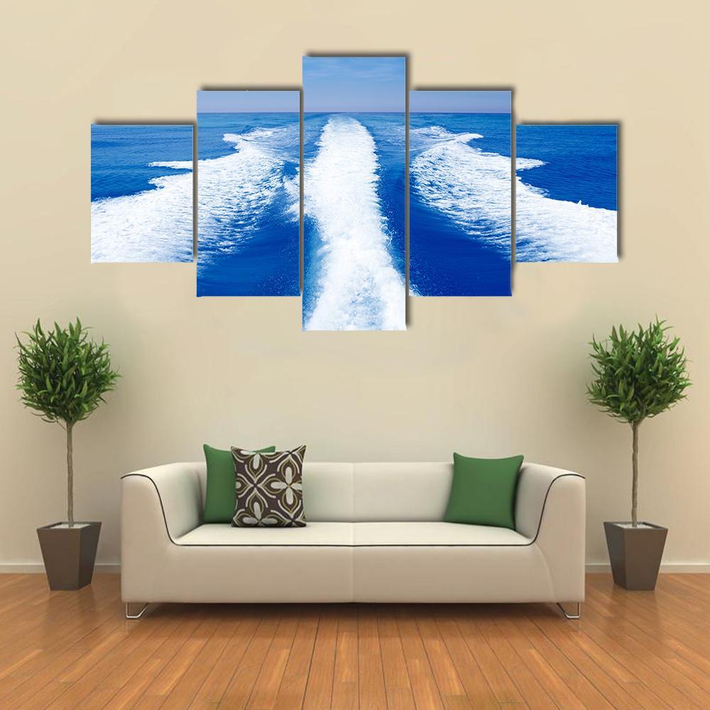 Boat Wake Prop Wash Canvas Wall Art-5 Star-Gallery Wrap-62" x 32"-Tiaracle