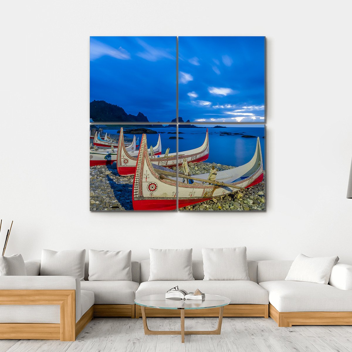 Boats At Orchid Island Canvas Wall Art-4 Square-Gallery Wrap-17" x 17"-Tiaracle